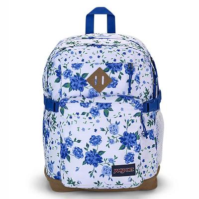 White / Blue JanSport SUEDE CAMPUS Laptop Backpacks | IL_JS400