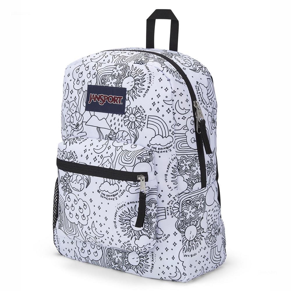 White / Black JanSport CROSS TOWN School Backpacks | IL_JS567