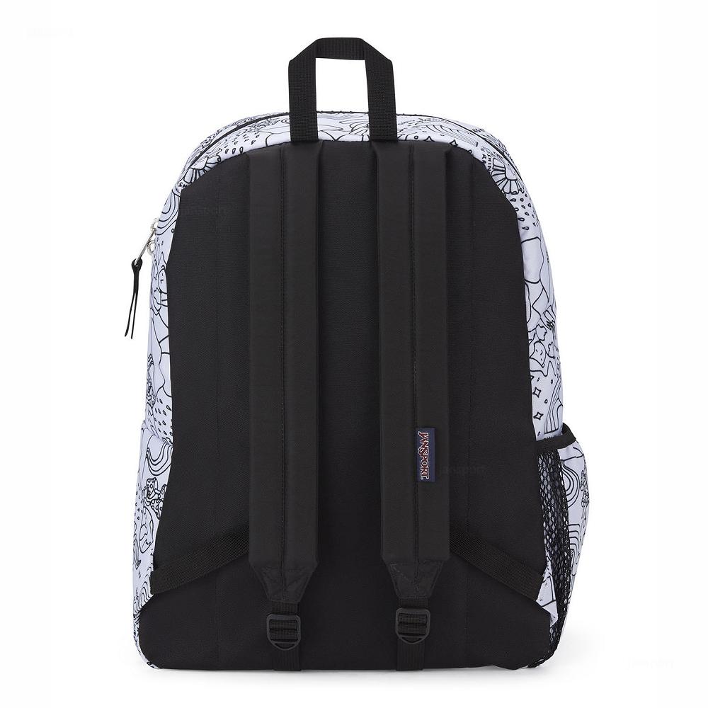 White / Black JanSport CROSS TOWN School Backpacks | IL_JS567