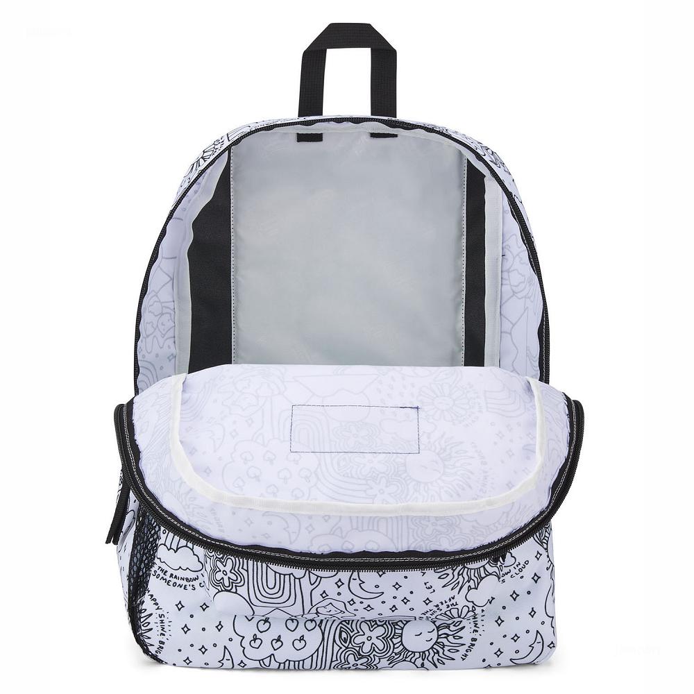 White / Black JanSport CROSS TOWN School Backpacks | IL_JS567