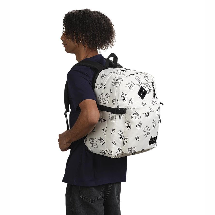 White JanSport Main Campus School Backpacks | IL_JS355